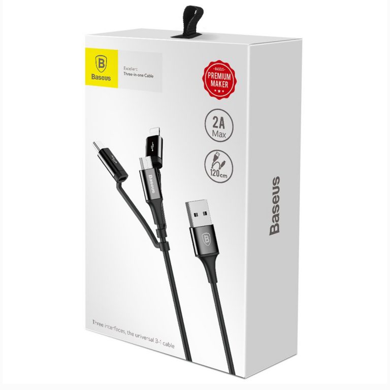 Baseus USB Cable 3IN1 | Fishe karikimi | Black