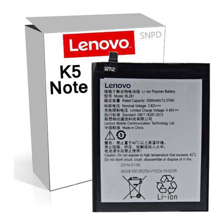 Bateri per Lenovo K5 NOTE – Rechargeable Battery BL261 Model